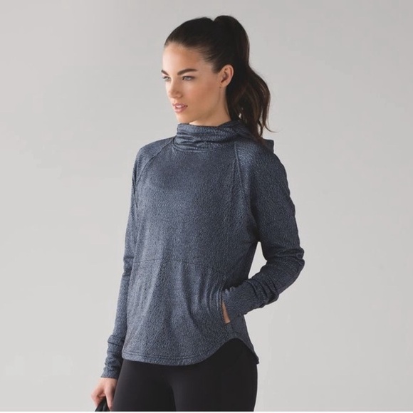 Lululemon Pick Up The Pace‎ Long Sleeve Luon Spray Jacquard Blue Denim Blue - Picture 1 of 9